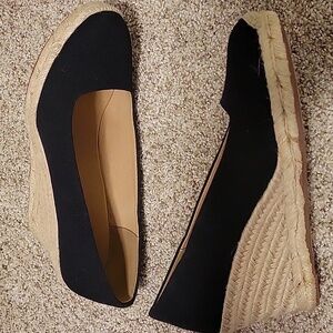 J. Crew Elegant Black Wedge Espadrilles Size 8